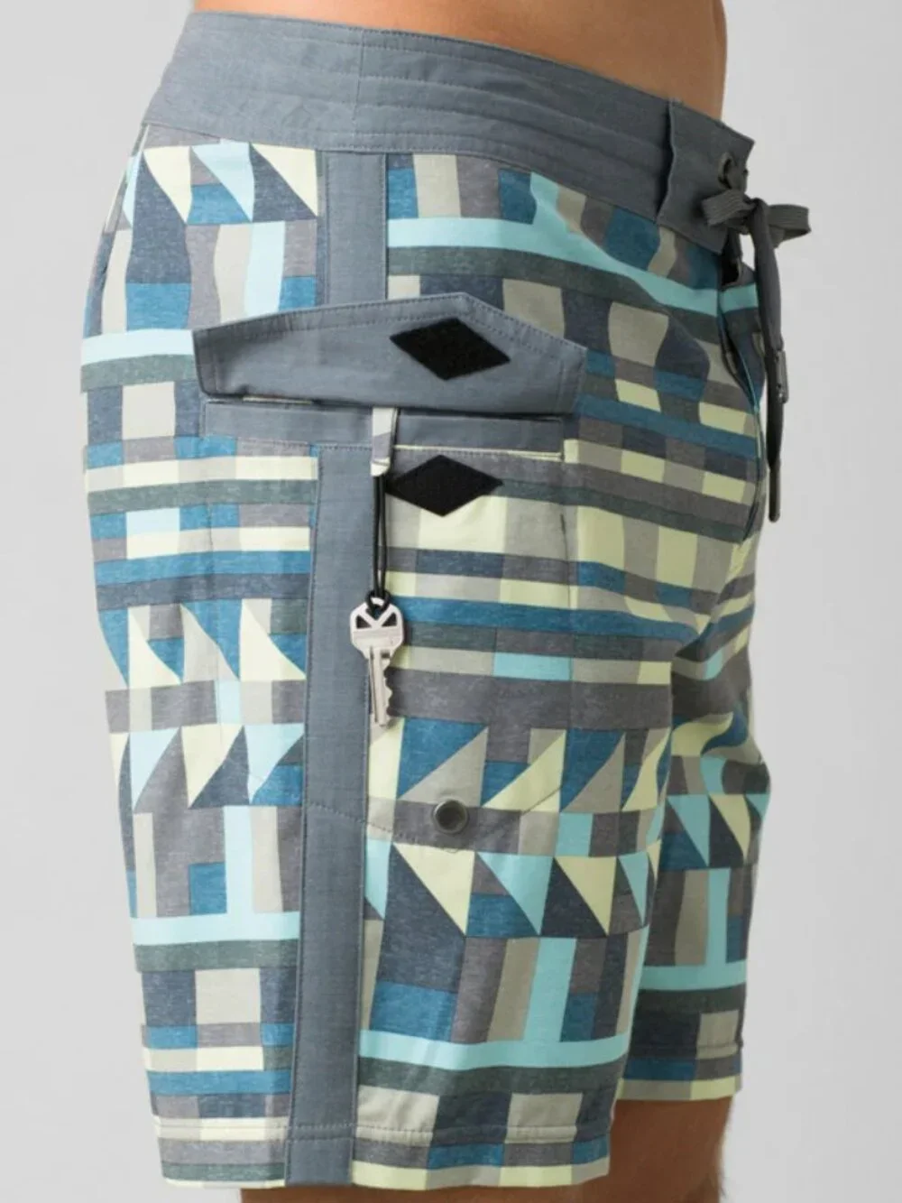 Prana Men’s Sander Boardshort - size 33 - swim surf beach blue gray geo shorts